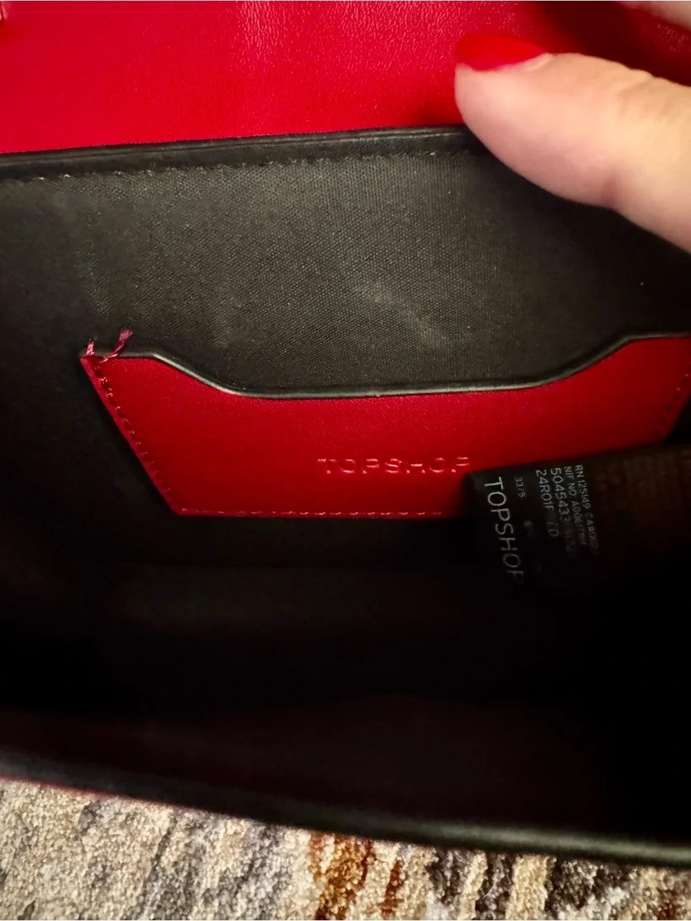Topshop Red and Gold Panther Emblem Mini Shoulder Crossbody Bag